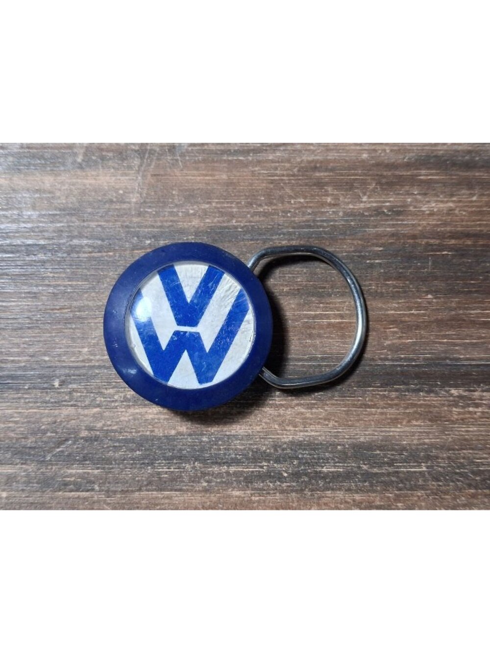 Vintage VW Volkswagen Keychain Blue White Logo Beetle Bug Bus Dealership Fob